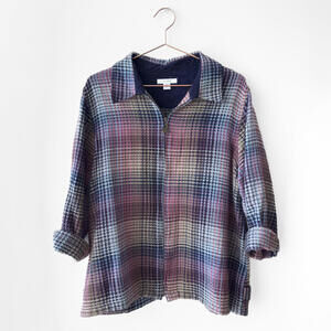 Dressbarn Multicolor Plaid Full Zip Jacket Size 2X